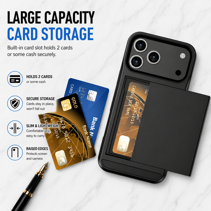 Card Holder Wallet Case Shockproof Hybrid Rugged Cover iPhone 17 / 17 Pro Max e