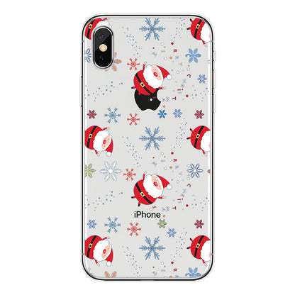 Clear Christmas Santa TPU Phone Case Cover Apple iPhone XS Max XR X Plus 11 8 7