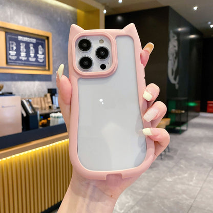 Cute Kitty Puppy Ears Silicone Clear TPU Phone Case For Apple iPhone 16 15 14 13 12 11 Pro Max Plus