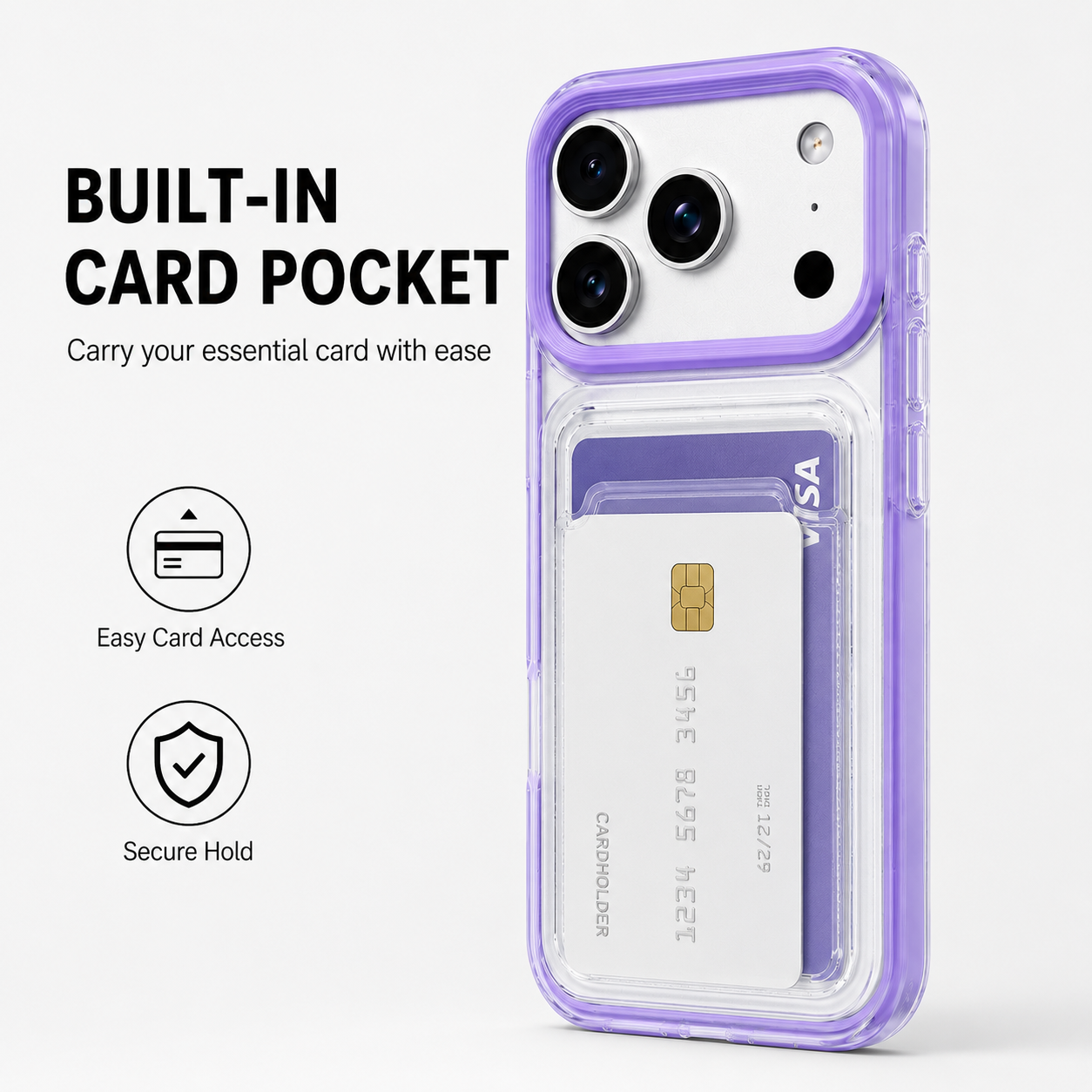 Clear Card Wallet Holder Slot Phone Case Cover For Apple iPhone 17 16 15 Pro Max Plus Air
