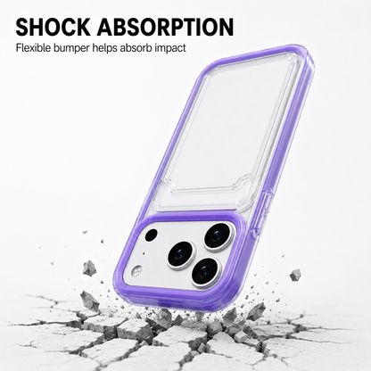 Clear Card Wallet Holder Slot Phone Case Cover For Apple iPhone 17 16 15 Pro Max Plus Air