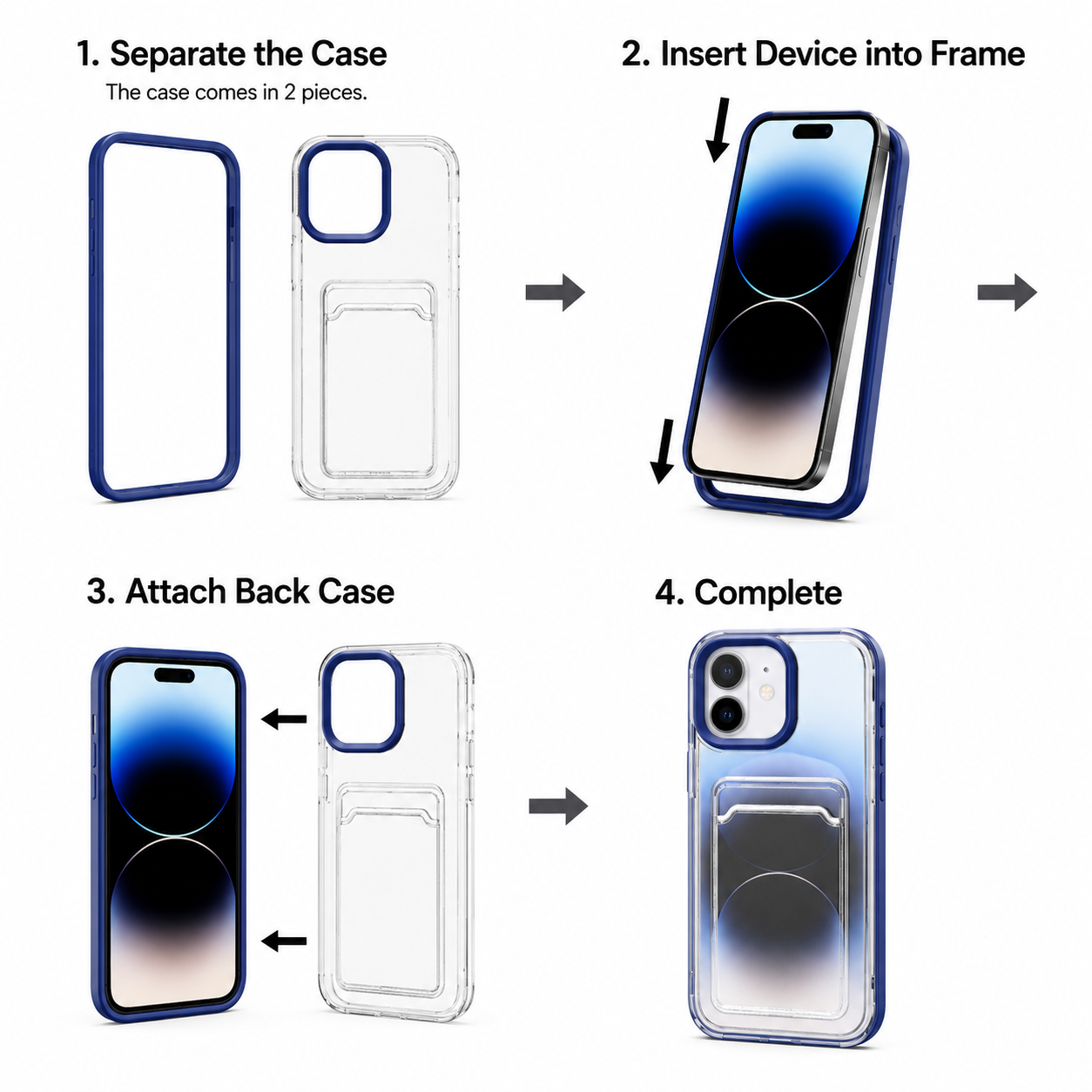 Clear Card Wallet Holder Slot Phone Case Cover For Apple iPhone 17 16 15 Pro Max Plus Air