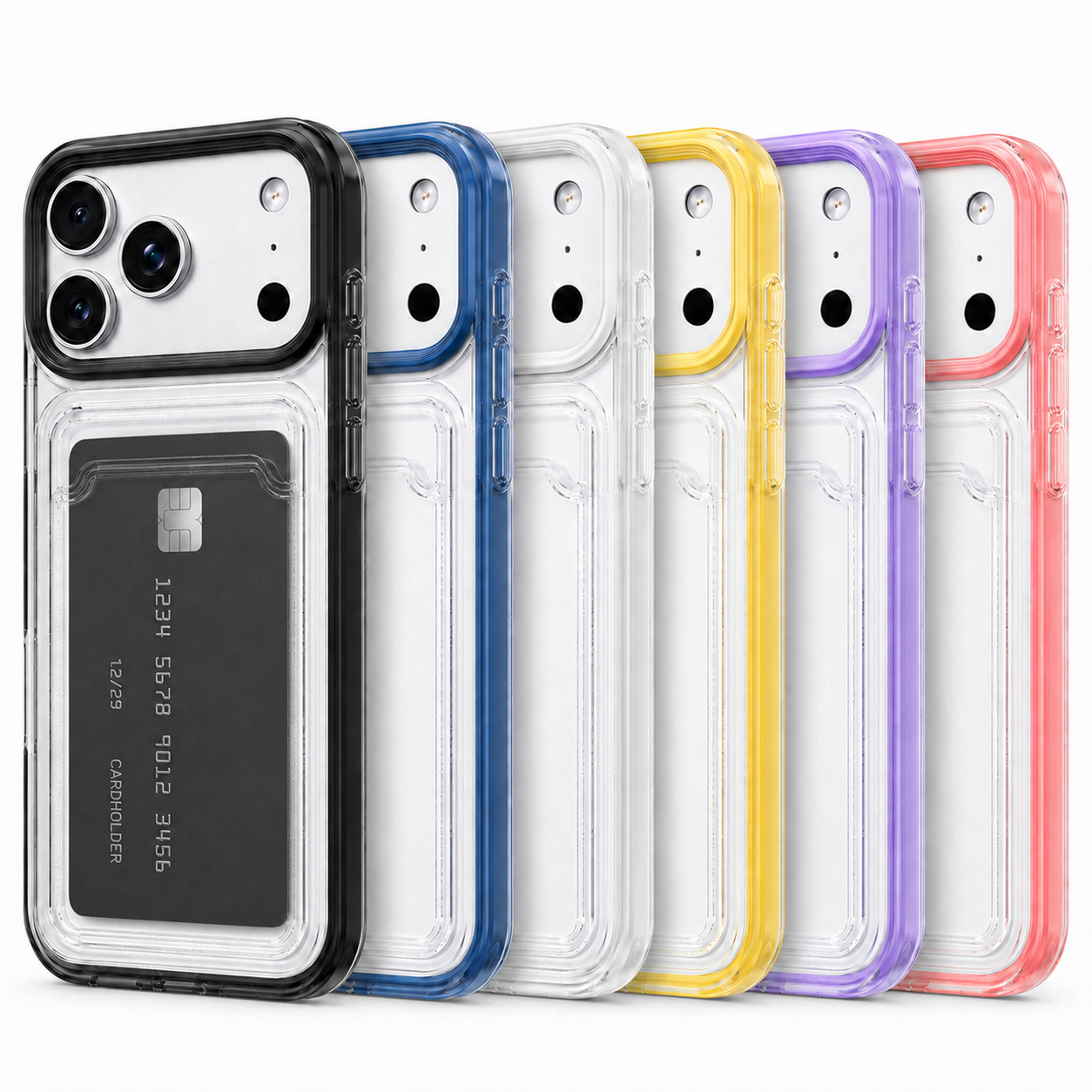 Clear Card Wallet Holder Slot Phone Case Cover For Apple iPhone 17 16 15 Pro Max Plus Air