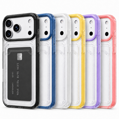 Clear Card Wallet Holder Slot Phone Case Cover For Apple iPhone 17 16 15 Pro Max Plus Air