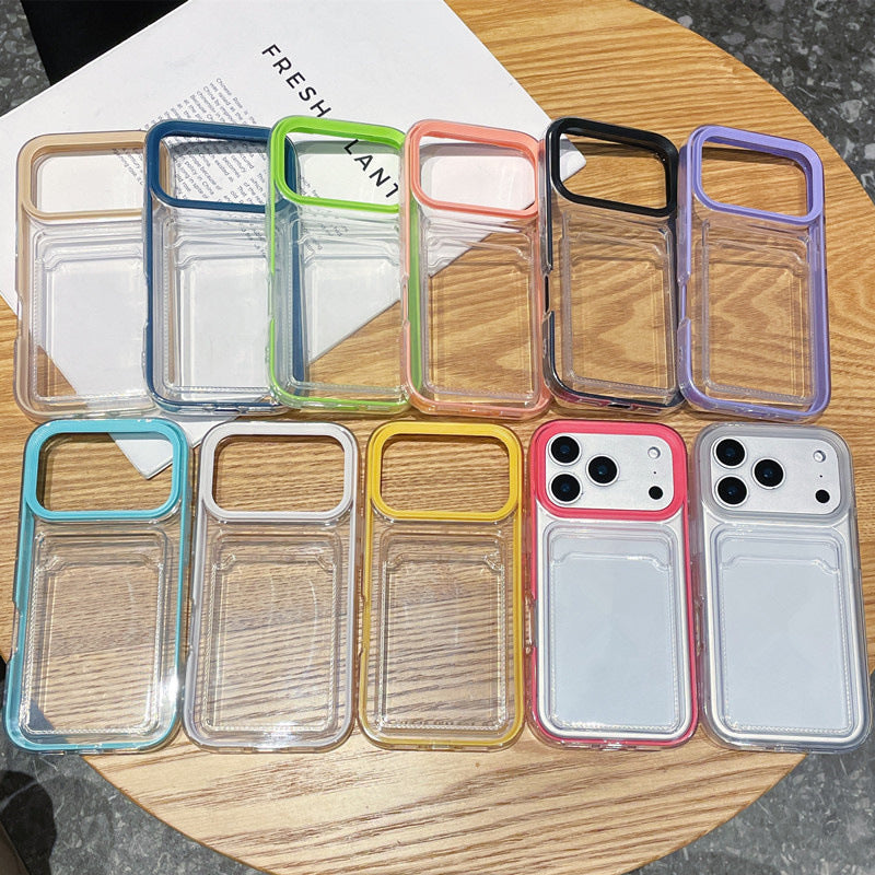Clear Card Wallet Holder Slot Phone Case Cover For Apple iPhone 17 16 15 Pro Max Plus Air